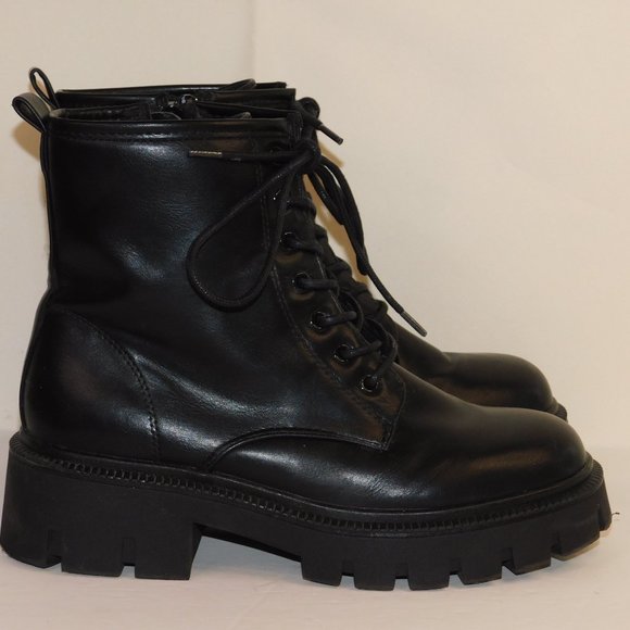 Nasty Gal Lace Up Black Combat Moto Boots Size 7 - Picture 4 of 12